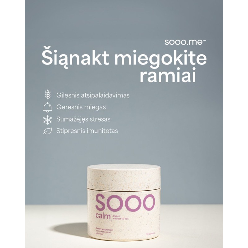 SOOO calm: Reishi ekstrakt 15-18:1, 90 kapslit