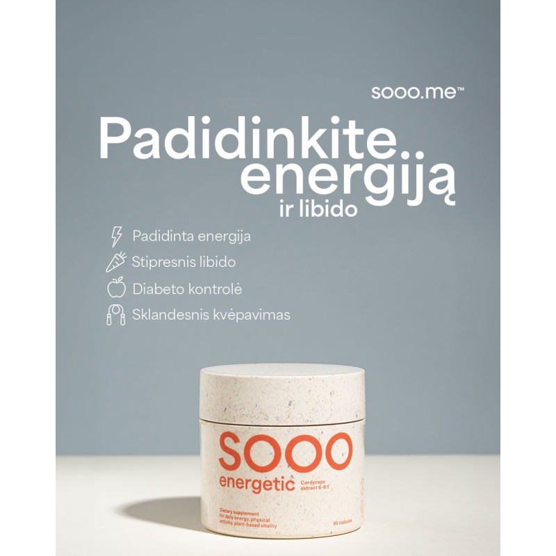 SOOO energiline: korditsepsi ekstrakt 6–8:1, 90 kapslit