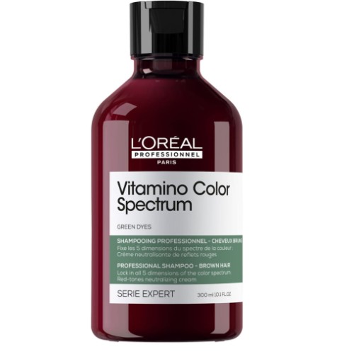 Vitamino Color Spectrum Green Shampoo – neutraliseeriv šampoon tumedate pruunide juuste punakate toonide neutraliseerimiseks, 300 ml