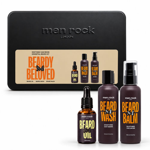 Beardy Beloved Essential Beard Kit Oak Moss Habemehoolduskomplekt metallkarbis, 1tk