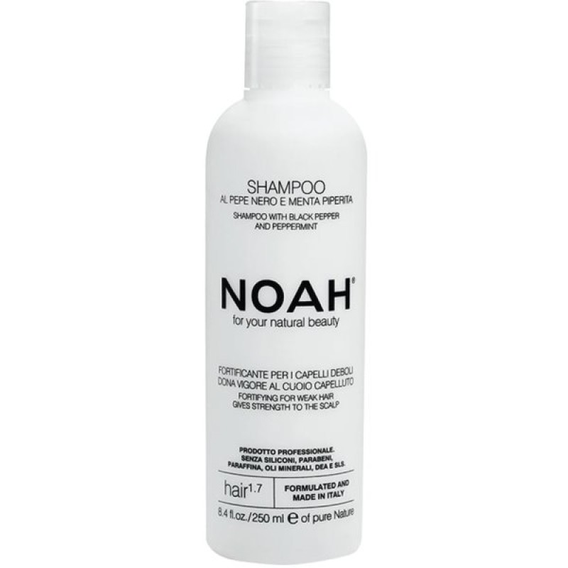 1.7. Shampoo With Black Peper And Pepermint Juukseid tugevdav šampoon nõrkadele, katkevatele juustele, 250 ml