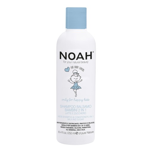 Kids 2in1 Shampoo & Conditioner Šampoon ja palsam piima ja suhkruga lastele, 250 ml