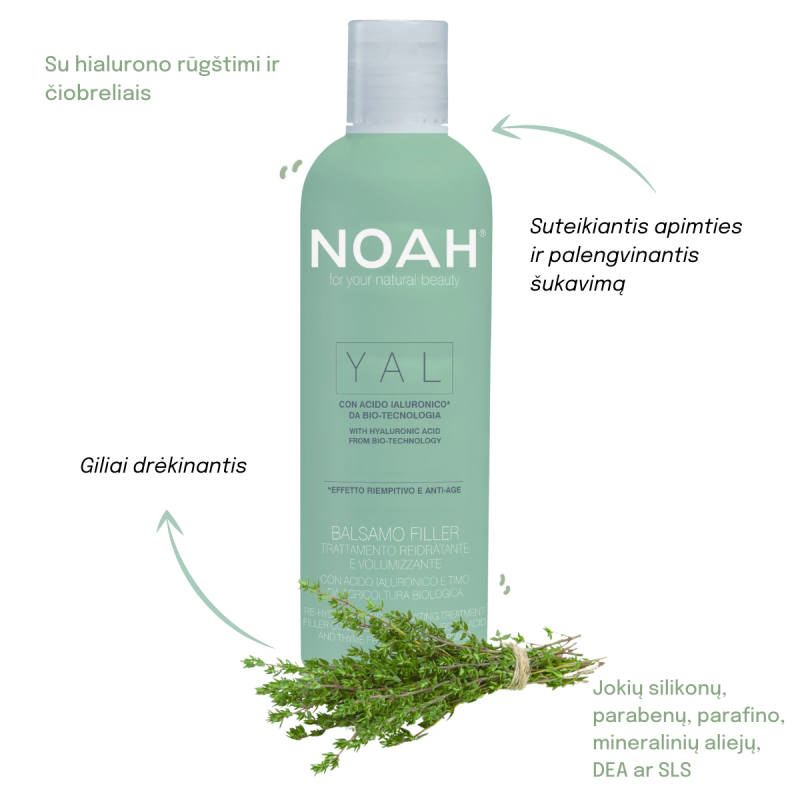 YAL Re-Hydrating And Volumizing Filler Conditioner Taastav, niisutav ja pinguldav palsam hüaluroonhappe ja tüümianiga, 250 ml